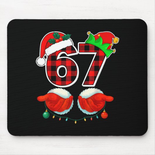 67 Meme Funny Christmas Red Plaid Xmas Pajamas Sla Mousepad (Vorne)