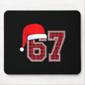 67 Meme Funny Christmas Red Plaid Xmas Pajamas Sla Mousepad (Vorne)
