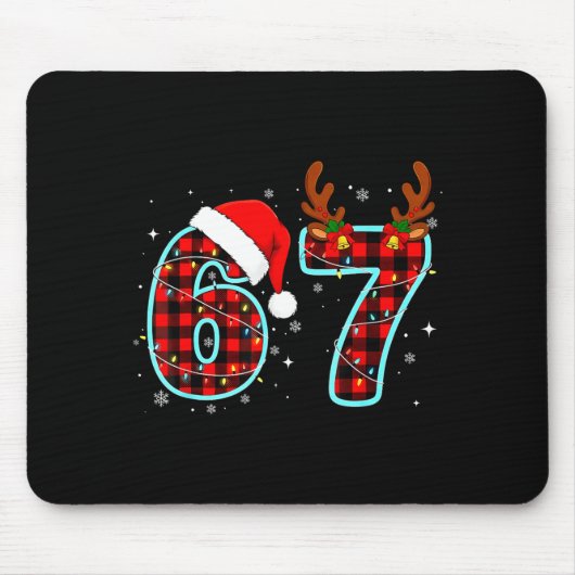 67 Meme Funny Christmas Red Plaid Xmas Pajamas Sla Mousepad (Vorne)