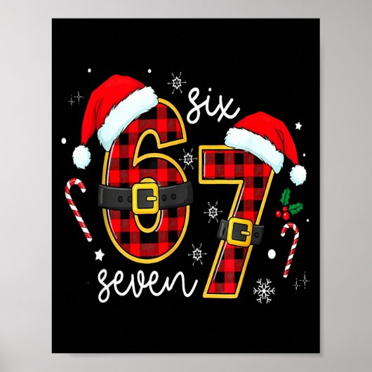 67 Meme Funny Christmas Red Plaid Xmas Pajamas Sla Poster (Vorne)