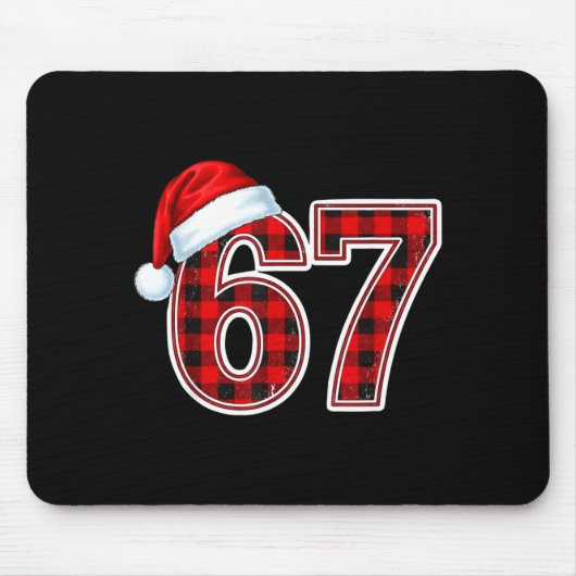 67 Meme Funny Christmas Red Plaid Xmas Pajamas Tee Mousepad (Vorne)