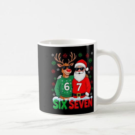 67 Meme Funny Christmas Santa Six Seven Kaffeetasse (Rechts)