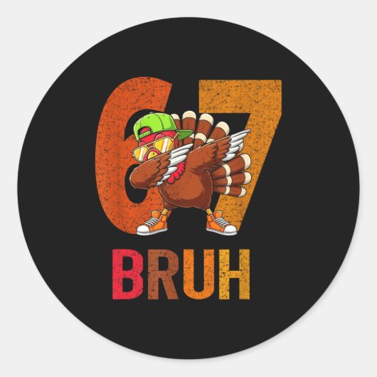 67 Meme Funny Family Thanksgiving Turkey Six Seven Runder Aufkleber (Vorderseite)