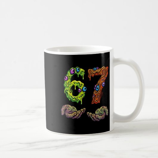 67 Meme Funny Gen Alpha Six Seven Hands Gesture Br Kaffeetasse (Rechts)
