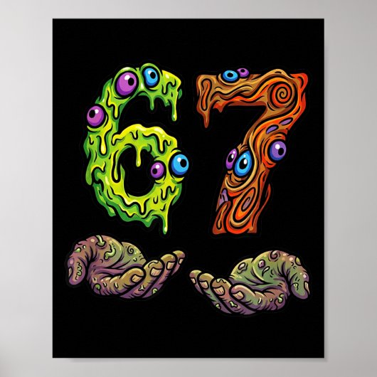 67 Meme Funny Gen Alpha Six Seven Hands Gesture Br Poster (Vorne)