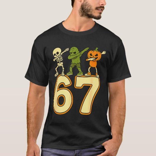 67 Meme Funny Halloween Numbers Six Seven Men Wome T-Shirt (Vorderseite)