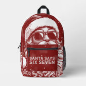 67 Meme Funny Santa Says Six Seven Christmas Bedruckter Rucksack (Vorderseite)
