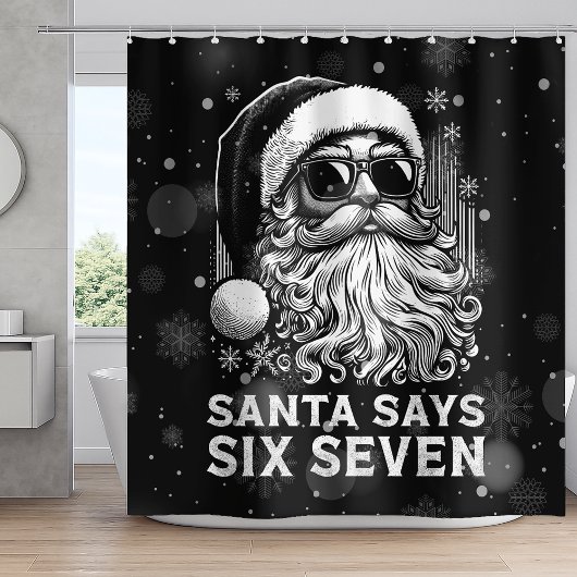 67 Meme Funny Santa Says Six Seven Christmas Duschvorhang