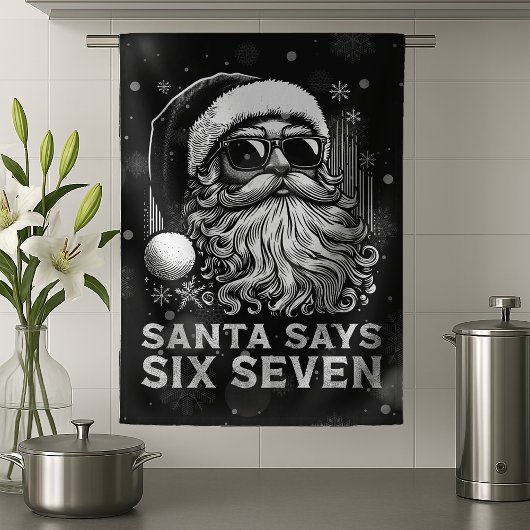 67 Meme Funny Santa Says Six Seven Christmas Geschirrtuch