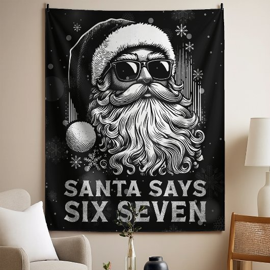 67 Meme Funny Santa Says Six Seven Christmas Wandteppich