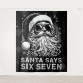 67 Meme Funny Santa Says Six Seven Christmas Wandteppich (Vorderseite)