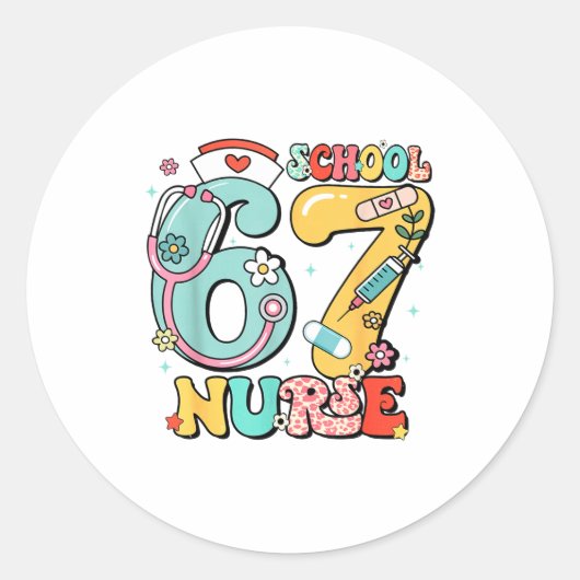 67 Meme Funny School Nurse Six Seven Meme Runder Aufkleber (Vorderseite)