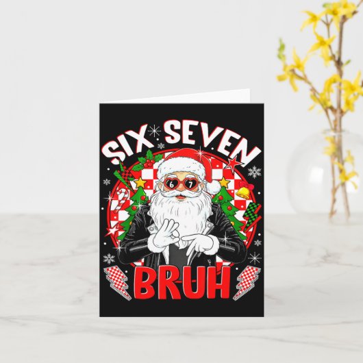 67 Meme Funny Six Seven Bruh Christmas Santa 6 7 M Karte (Gelbe Blume)