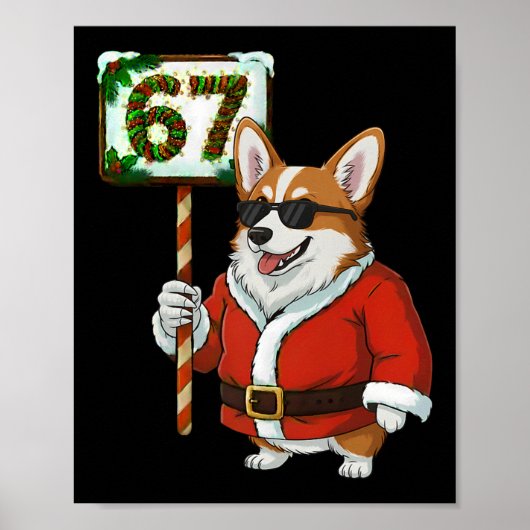 67 Meme Funny Six Seven Christmas Corgi Dog Lover Poster (Vorne)