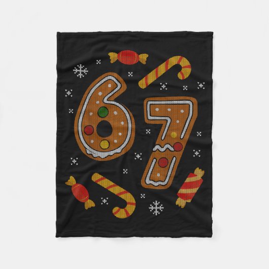 67 Meme Gingerbread Candy Cane Christmas Ugly Swea Fleecedecke (Vorderseite)