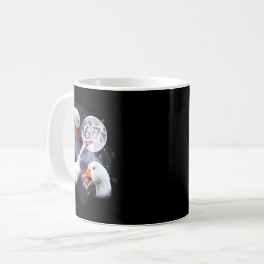 67 Meme Goose Howling At The Moon Funny Six Seven  Kaffeetasse (Vorderseite Links)