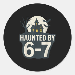67 Meme Halloween-Haus Gruselig - Six Seven Gen Al Runder Aufkleber
