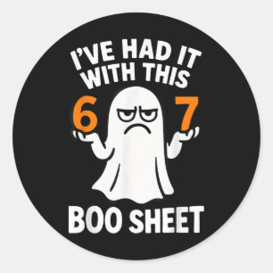 67 Meme Halloween Kostüm 6 7 Lustiges Boo Sheet Si Runder Aufkleber