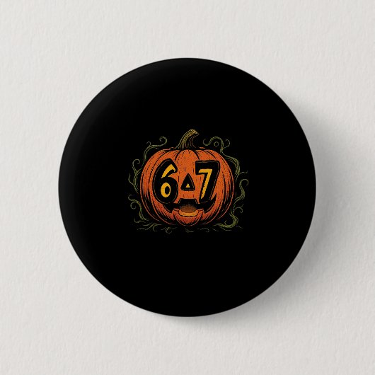 67 Meme Halloween-Kürbis - Six Seven Gen Alpha Z Button (Vorderseite)