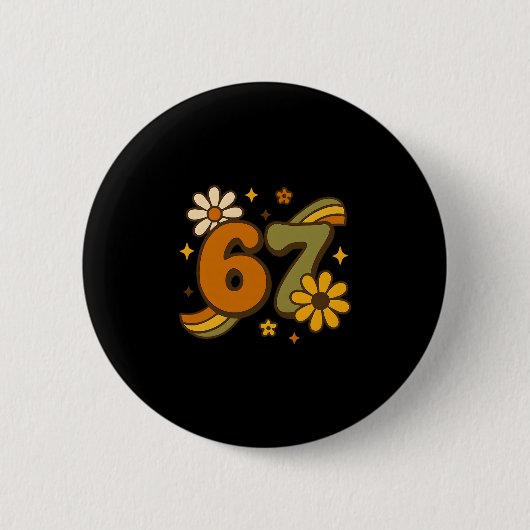 67 Meme Herbst Autumn Groovy Retro 70er Sechs Sieb Button (Vorderseite)