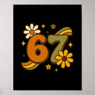 67 Meme Herbst Herbst Groovy Retro 70er Sechs Sieb Poster