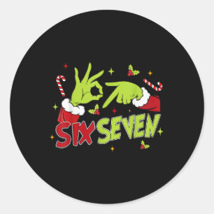 67 Meme Humor 6-7 Lustig sechs sieben Weihnachten Runder Aufkleber
