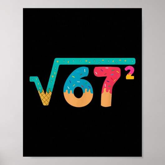 67 Meme Ice Cream Drip Square Root 67² Slang Math  Poster (Vorne)
