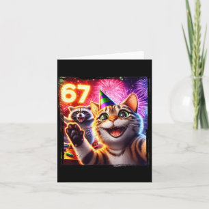 67 Meme Katze Waschbär Neujahr Selfie Lustiger Geb Karte