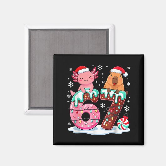 67 Meme Kawaii Axolotl Capybara Christmas Ice Crea Magnet (Vorderseite/Rückseite)