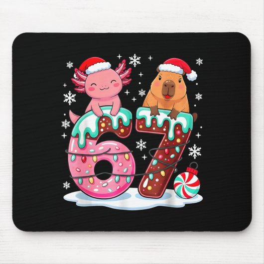 67 Meme Kawaii Axolotl Capybara Christmas Ice Crea Mousepad (Vorne)