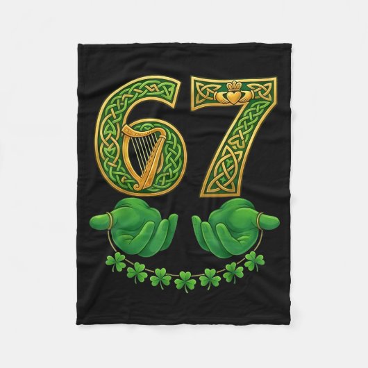 67 Meme Kleeblätter Six Seven Kleeblätter 6-7 St. Fleecedecke (Vorderseite)