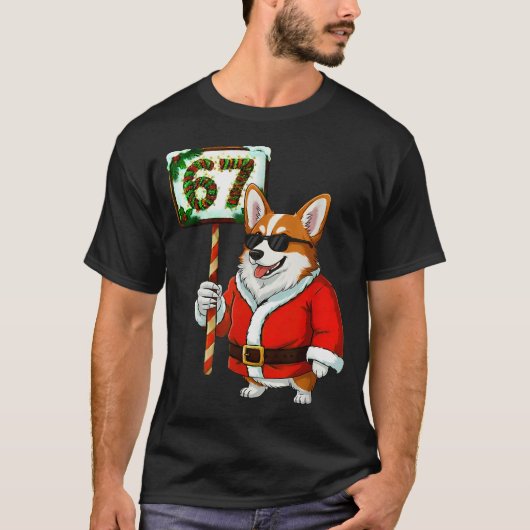 67 Meme Lustig Six Seven Weihnachten Corgi Hund Li T-Shirt (Vorderseite)