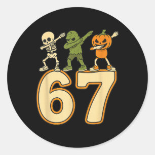 67 Meme Lustige Halloween Zahlen Sechs Sieben Männ Runder Aufkleber