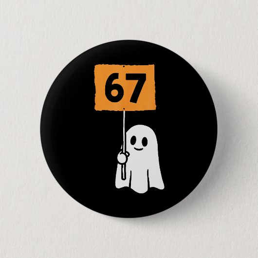 67 Meme Lustiger Sechs Sieben Halloween Button (Vorderseite)
