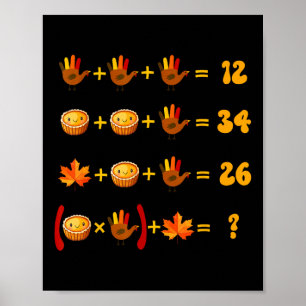 67 Meme Mathe Thanksgiving Logik-Rätsel Poster