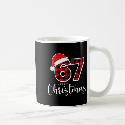 67 Meme Merry Christmas 67 Buffalo Plaid Xmas Retr Kaffeetasse (Rechts)