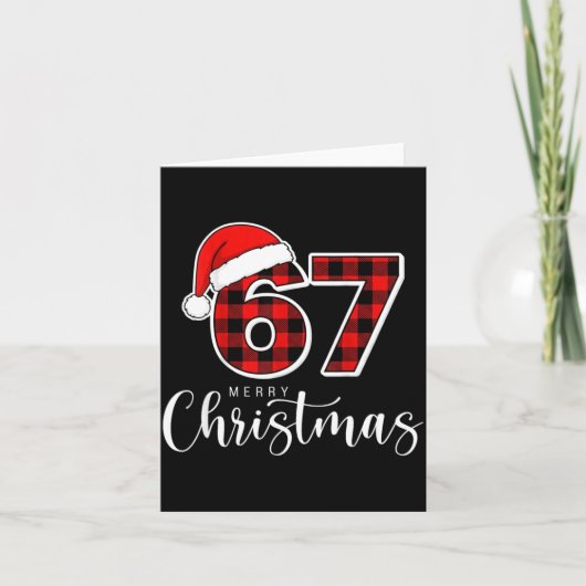 67 Meme Merry Christmas 67 Buffalo Plaid Xmas Retr Karte (Vorderseite)