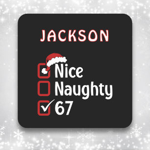 67 Meme Netter Ungezogener Weihnachtsmannhut Lusti Quadratischer Aufkleber