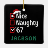 67 Meme Nice Naughty Santa Hat Funny Name Keramikornament (Rückseite)