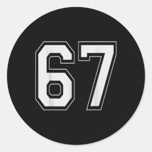 67 Meme Nummer Sechs Sieben Gen Alpha Slang 6 7 Runder Aufkleber