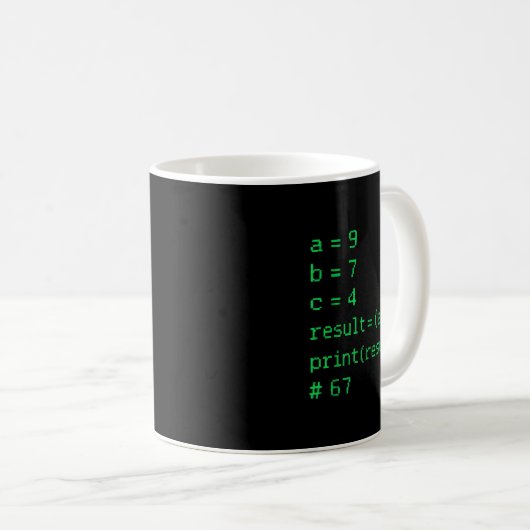 67 Meme Python-Code-Ergebnis Geek-Humor Sechs Sieb Kaffeetasse (VorderseiteRechts)
