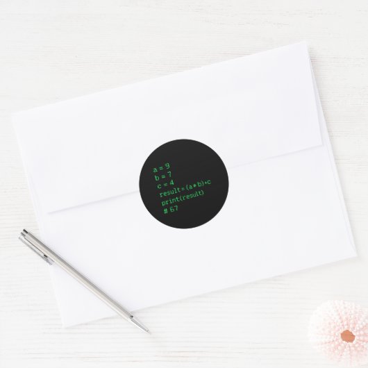 67 Meme Python-Code-Ergebnis Geek Humor Six Seven  Runder Aufkleber (Umschlag)