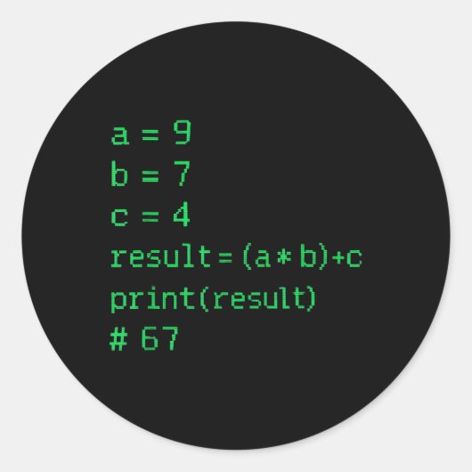 67 Meme Python Code Result Geek Humor Six Seven Pr Runder Aufkleber (Vorderseite)