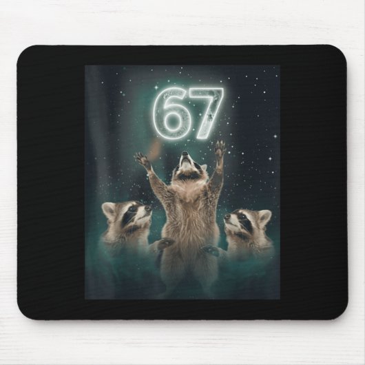 67 Meme Raccoon Howling At The Moon 6 7 Funny Weir Mousepad (Vorne)