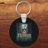 67 Meme Raccoon Howling At The Moon 6 7 Funny Weir Schlüsselanhänger (Vorderseite)