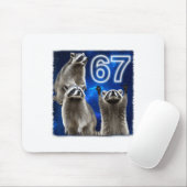 67 Meme Raccoon Howling At The Moon Parody Six Sev Mousepad (Mit Mouse)