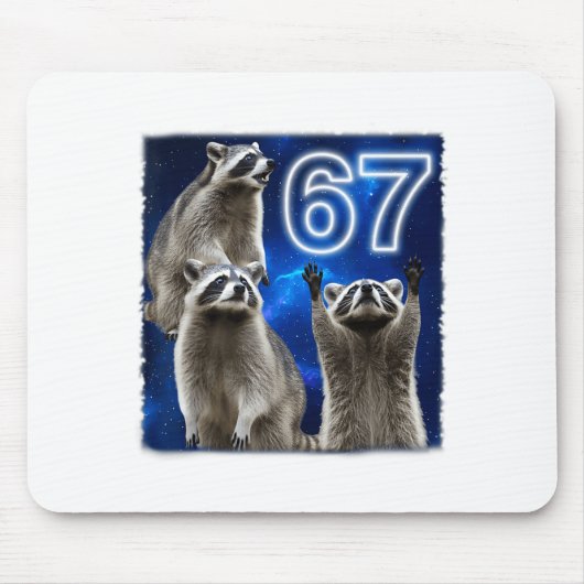 67 Meme Raccoon Howling At The Moon Parody Six Sev Mousepad (Vorne)