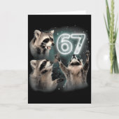 67 Meme Racoon Howling At The Moon Six Seven Trash Karte (Vorderseite)