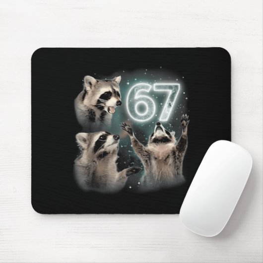 67 Meme Racoon Howling At The Moon Six Seven Trash Mousepad (Mit Mouse)