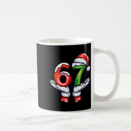 67 Meme Santa Claus Hand Funny Six Seven Christmas Kaffeetasse (Rechts)